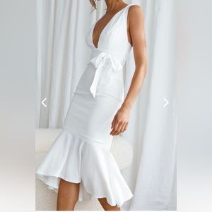 NWT Selfie Leslie White Bridal sorry not sorry wide strap midi dress Small